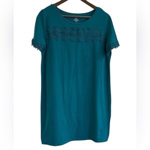 St. John’s Bay teal short sleeve cotton shift dress, women L